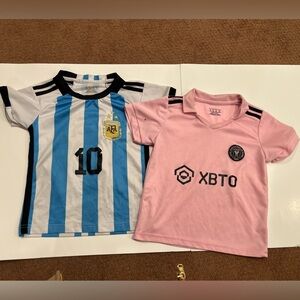 Messi Bundle of 2 Jerseys Pink and Blue/White Kids Soccer Size 18/20 (5/6)